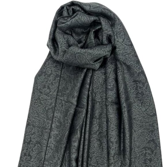 Women Paisley Pashmina Scarf Shawl Wrap Reversible Bohemian Scarves Black & Gray - Picture 3 of 7